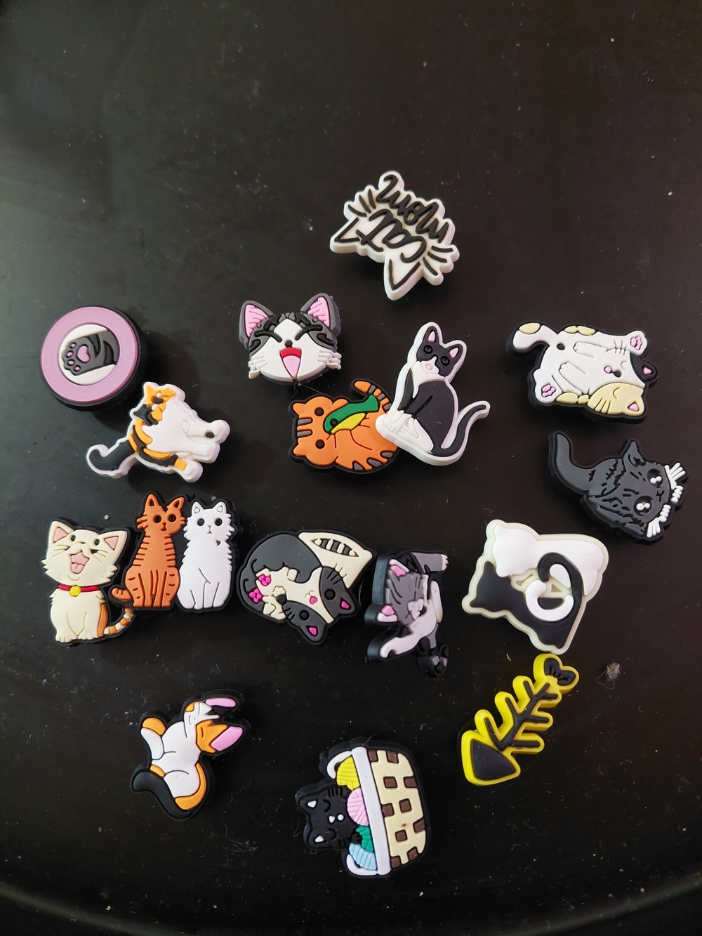 Cat-Themed Soft Rubber Shoe Charms - Assorted Colors